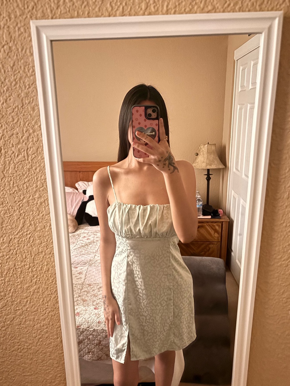 Light Sage Green Spaghetti Strap Dress